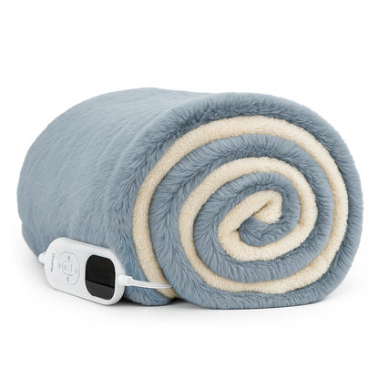 Rihazai 電気毛布 ひざ掛け 電気ブランケット タイマー付 洗える 省エネ 電気敷毛布 電気掛け毛布 敷き 掛け 5段階温度 ラビットファー ポリエステル ふわふわ 丸洗い 180*140cm あったかブランケット PSE認証済 ダニ退治 DRMTYGG002