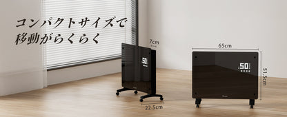 オイルレスヒーター コンベクターヒーター パネルヒーター 暖房器具 電気暖房 対流式 光無し 音無し 高速発熱 温度調節機能付き タイマー機能 リモコン付き LEDディスプレイ タッチ操作 壁掛け 3-8畳